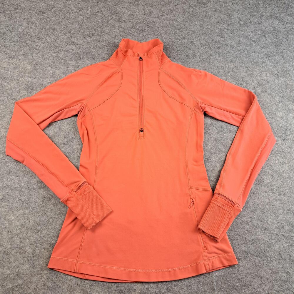 Lululemon Pullover Jacket Womens 4 Orange Half Zip Athletic Yoga Race With Grace